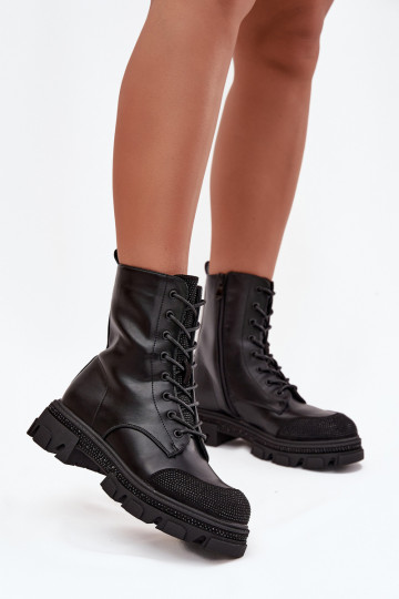 Arbeitsstiefeletten Feminin sich Zuarm laufen Mit Dekoration S.Barski HY42-982 schZuarze Farbe 2