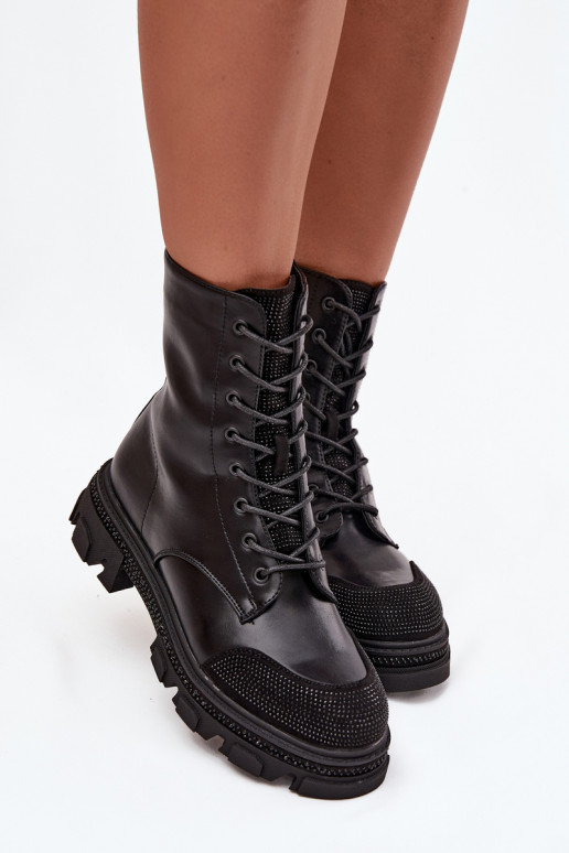 Arbeitsstiefeletten Feminin sich Zuarm laufen Mit Dekoration S.Barski HY42-982 schZuarze Farbe