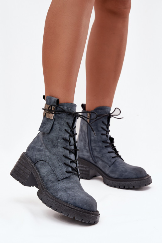 Haut Arbeitsstiefeletten Feminin Klocke Mit Dekorationen Detalem Artiker 57C0212 blaue Farbe Haut Arbeitsstiefeletten Feminin Klocke Mit Dekorationen Detalem Artiker 57C0212 blaue Farbe