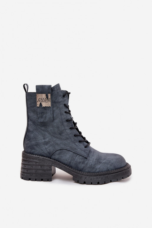 Haut Arbeitsstiefeletten Feminin Klocke Mit Dekorationen Detalem Artiker 57C0212 blaue Farbe Haut Arbeitsstiefeletten Feminin Klocke Mit Dekorationen Detalem Artiker 57C0212 blaue Farbe