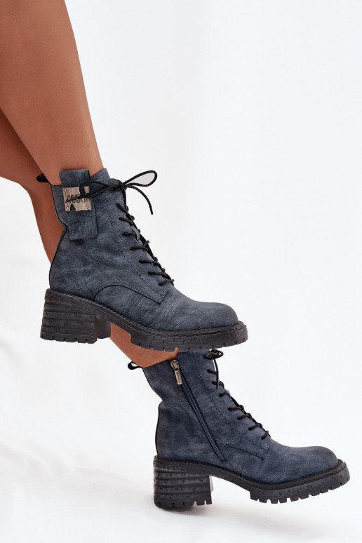 Haut Arbeitsstiefeletten Feminin Klocke Mit Dekorationen Detalem Artiker 57C0212 blaue Farbe Haut Arbeitsstiefeletten Feminin Klocke Mit Dekorationen Detalem Artiker 57C0212 blaue Farbe