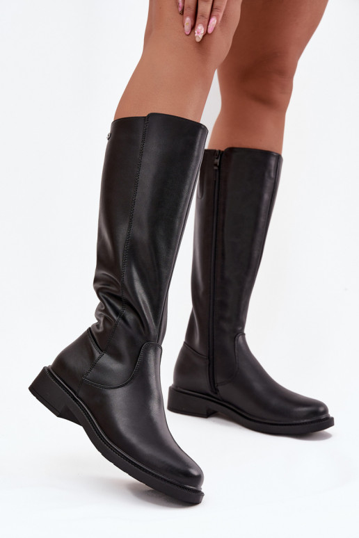 Haut INarme Stiefel mit breiten Absätzen Sergio Leone KZ25600-S schZuarze Farbe Haut INarme Stiefel mit breiten Absätzen Sergio Leone KZ25600-S schZuarze Farbe