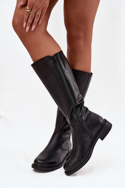 Haut INarme Stiefel mit breiten Absätzen Sergio Leone KZ25600-S schZuarze Farbe Haut INarme Stiefel mit breiten Absätzen Sergio Leone KZ25600-S schZuarze Farbe