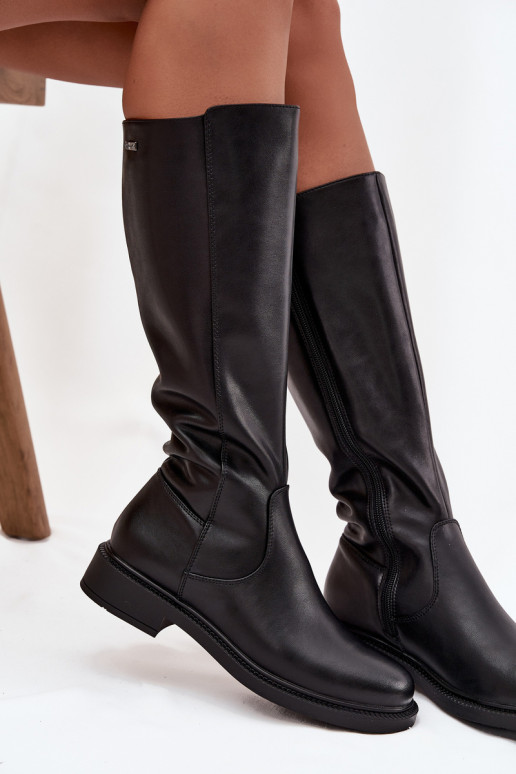 Haut INarme Stiefel mit breiten Absätzen Sergio Leone KZ25600-S schZuarze Farbe Haut INarme Stiefel mit breiten Absätzen Sergio Leone KZ25600-S schZuarze Farbe