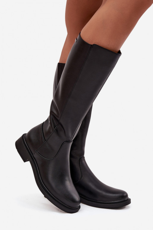 Haut INarme Stiefel mit breiten Absätzen Sergio Leone KZ25600-S schZuarze Farbe Haut INarme Stiefel mit breiten Absätzen Sergio Leone KZ25600-S schZuarze Farbe