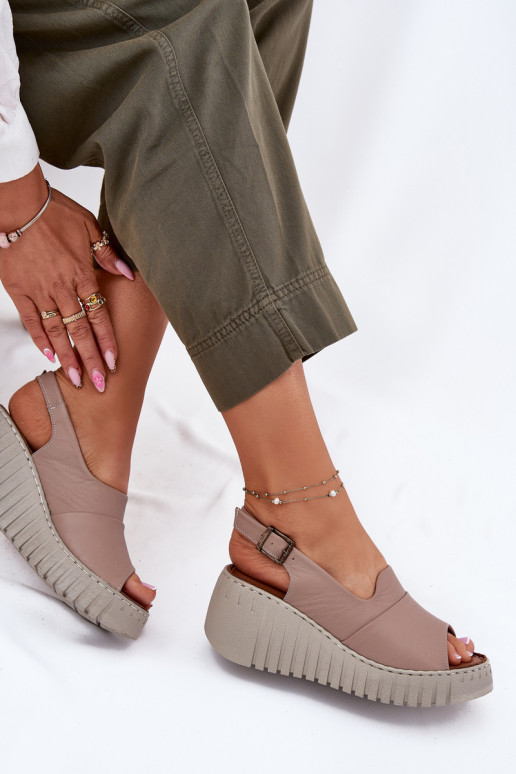 DamensandalenErmöglichtturalnej Skóry Auf einem Keil Artiker 54C0788 Beige