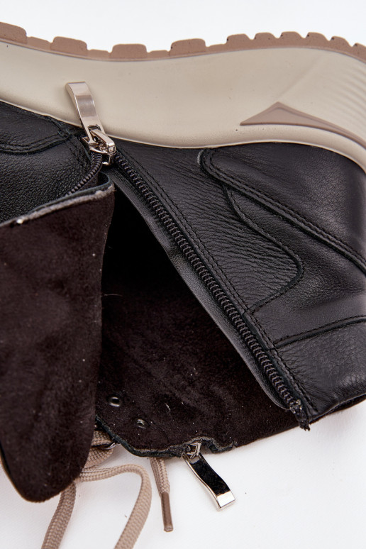 Stiefel Sportlicher Stil Feminin mit einer PlattformErmöglichtturalnej Skóry Zazoo Z1239 schZuarze Farbe