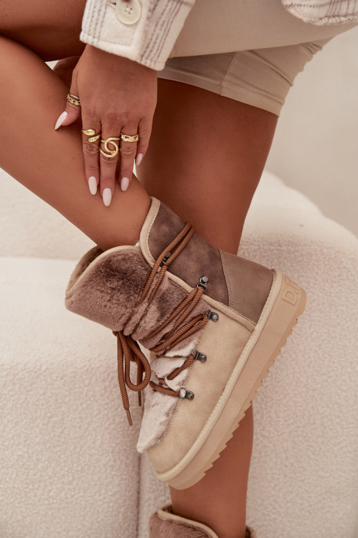 Schneestiefel Feminin mit Pelzmantel D.Franklin DFSH370012 Beige