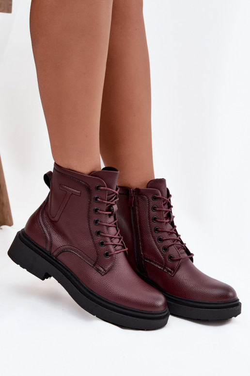 sich Zuarm laufen DamenstiefelErmöglichtturalnej Skóry Sergio Leone BT25248-S Burgund