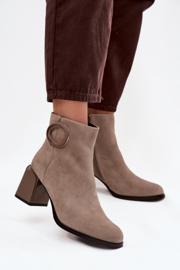 aus INildleder INarme Stiefel mit Absatz Mit Dekorationen Detalem Artiker 57C0014 Beige 2