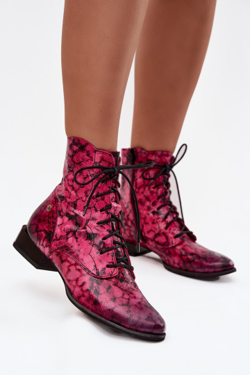 Gemusterte Lederstiefeletten mit breiten Absätzen Tai turiciejka 06391-23 in Rosa 2