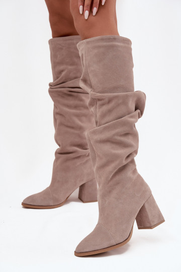Faltig StiefelErmöglichtturalnego aus INildlederu mit Absätzen sich Zuarm laufen Zazoo 4228 Beige 2