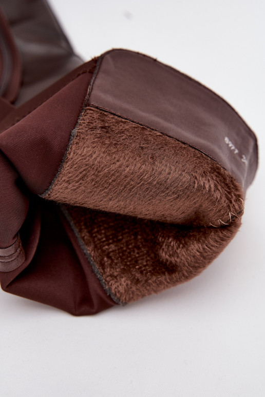 Eingezogene Damenstiefel aus Eco-Leder, schokoladenfarben, Sylvina