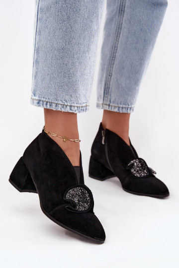 Haut INildlederschuhe Feminin mit Absätzen mit Ornamenten D&A MR52-182 schZuarze Farbe 2