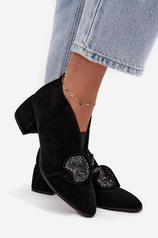 Haut INildlederschuhe Feminin mit Absätzen mit Ornamenten D&A MR52-182 schZuarze Farbe