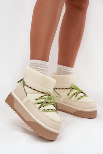 Schneestiefel mit einer Plattform D.Franklin DFSH371015 elfenbeinfarbe 2