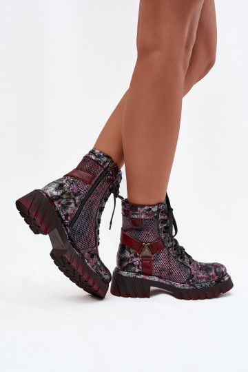 Haut Arbeitsstiefeletten Feminin Es mussciejka 07072-23 Burgund 2