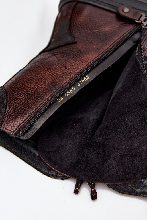 Haut Stiefel mit einer Plattform sich Zuarm laufen Es mussciejka 06565-02 braun-goldene Farbe