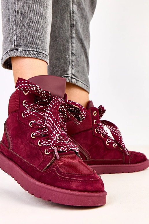 Kirschfarbene hohe Sneakers mit...