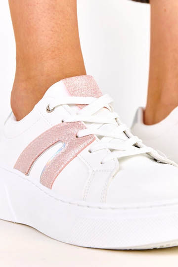 Weiße Sneakers mit Plattform und glitzerndem Akzent Jeromi