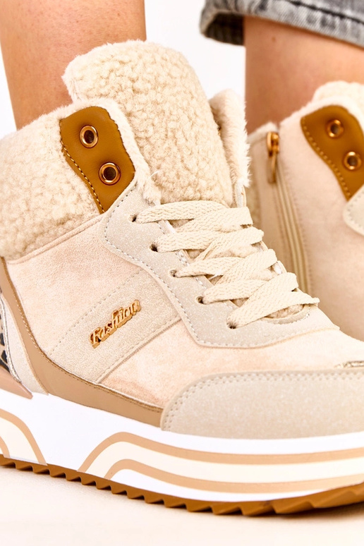 Sandfarbene hohe warme Sneakers mit...
