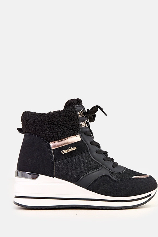 Schwarze hohe warme Sneakers mit...