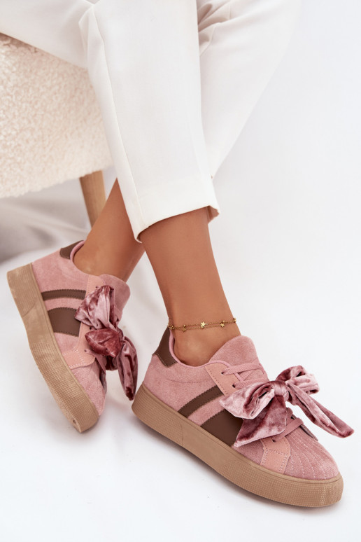 Damen Sportliche Schuhe mit Samt-Schleife, rosa, Ashlyn Damen Sportliche Schuhe mit Samt-Schleife, rosa, Ashlyn