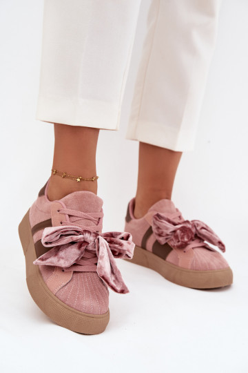 Damen Sportliche Schuhe mit Samt-Schleife, rosa, Ashlyn 2