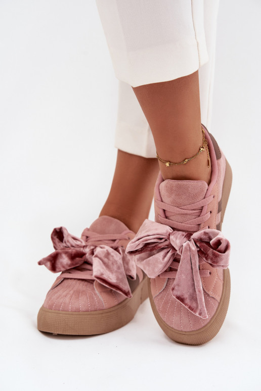 Damen Sportliche Schuhe mit Samt-Schleife, rosa, Ashlyn Damen Sportliche Schuhe mit Samt-Schleife, rosa, Ashlyn