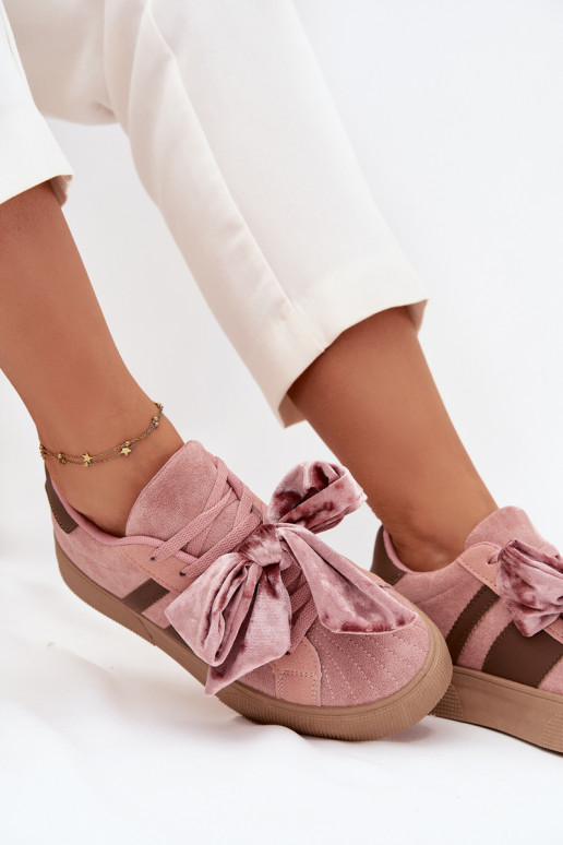 Damen Sportliche Schuhe mit Samt-Schleife, rosa, Ashlyn Damen Sportliche Schuhe mit Samt-Schleife, rosa, Ashlyn