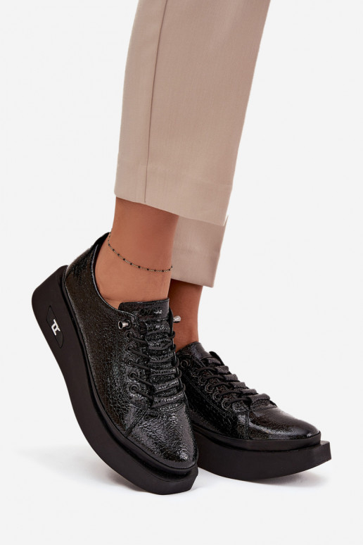 Lackierte Stiefeletten aus echtem Leder Feminin mit einer Plattform Artiker 57C2041 schZuarze Farbe