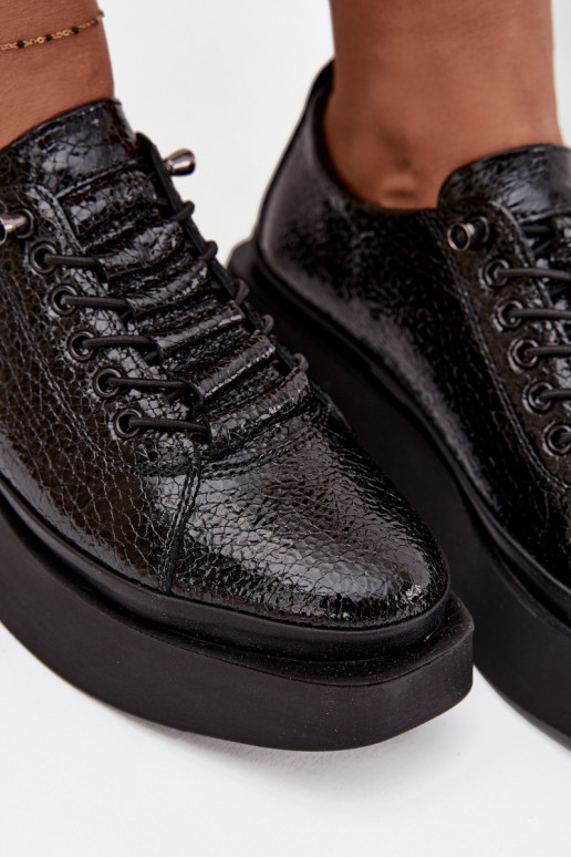 Lackierte Stiefeletten aus echtem Leder Feminin mit einer Plattform Artiker 57C2041 schZuarze Farbe