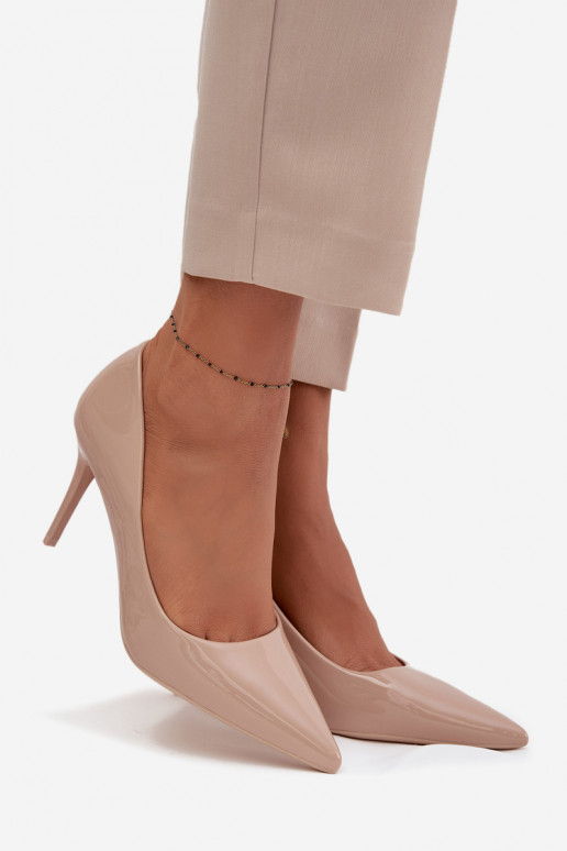 mit Lackeffekt Eko Haut hochhackige Schuhe Feminin Ze Szpiczastymi Noskami Beige Jadira mit Lackeffekt Eko Haut hochhackige Schuhe Feminin Ze Szpiczastymi Noskami Beige Jadira