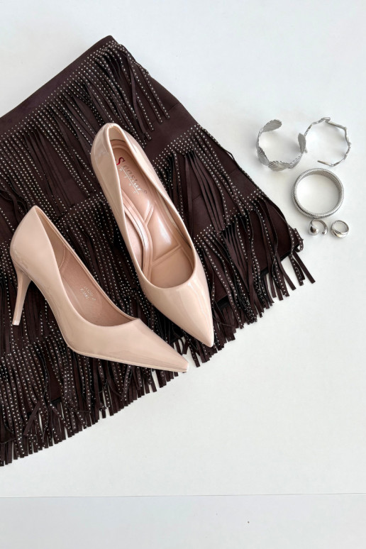 mit Lackeffekt Eko Haut hochhackige Schuhe Feminin Ze Szpiczastymi Noskami Beige Jadira mit Lackeffekt Eko Haut hochhackige Schuhe Feminin Ze Szpiczastymi Noskami Beige Jadira