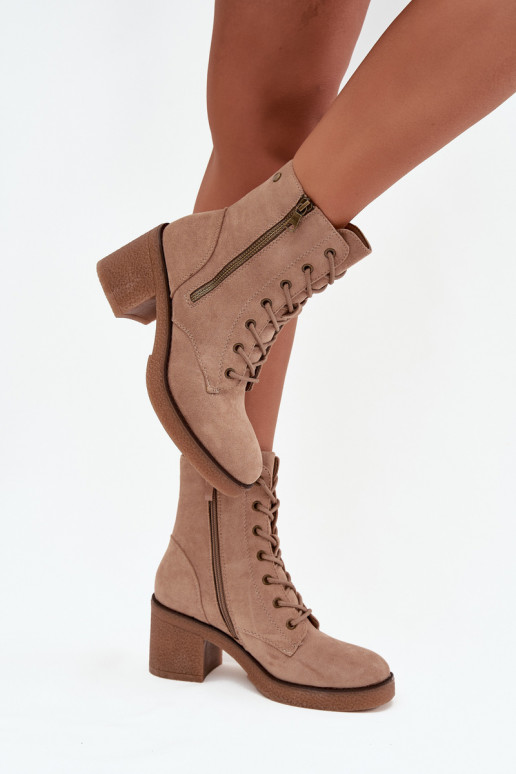 sich Zuarm laufen Damenstiefel Mit einer Spitze und Reißverschlüsseami Beige Paressa