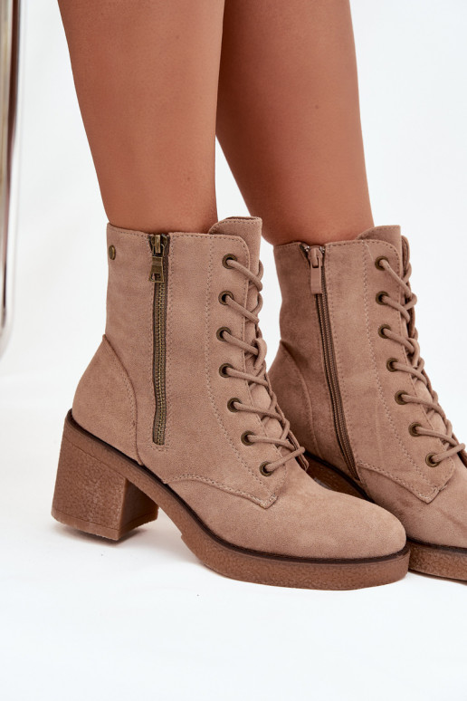 sich Zuarm laufen Damenstiefel Mit einer Spitze und Reißverschlüsseami Beige Paressa