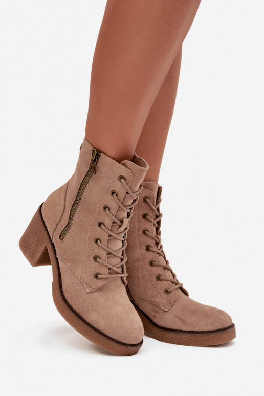 sich Zuarm laufen Damenstiefel Mit einer Spitze und Reißverschlüsseami Beige Paressa