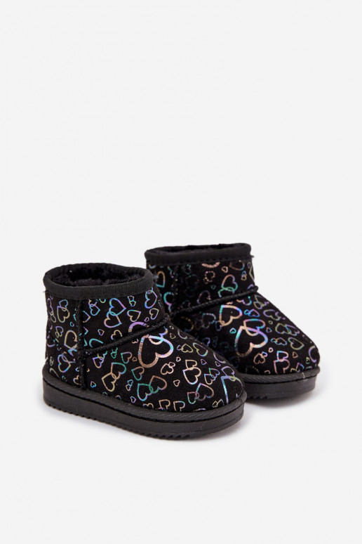 Schneestiefel Kindisch mit Herzen schZuarze Farbe Calivine
