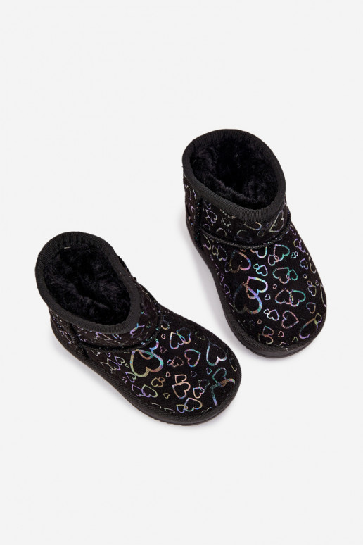 Schneestiefel Kindisch mit Herzen schZuarze Farbe Calivine