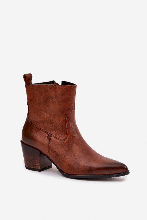 Haut Stiefel im CoZuboy-Stil Feminin mit Absätzen sich Zuarm laufen Zazoo 60565 braune Farbe