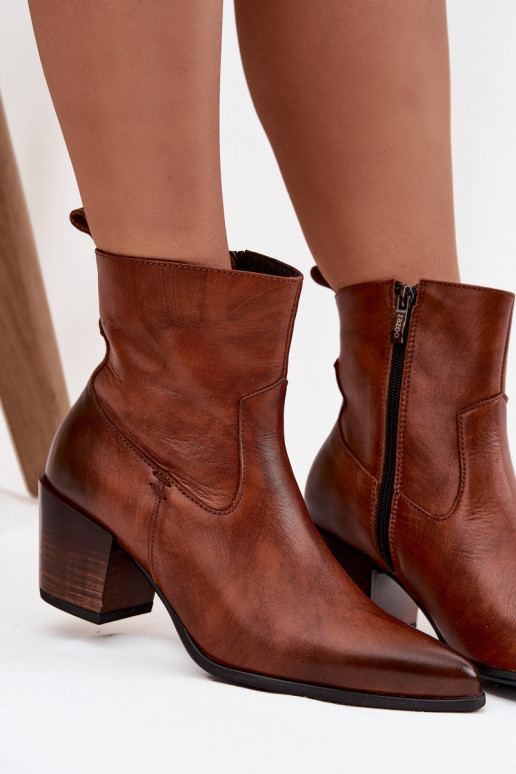 Haut Stiefel im CoZuboy-Stil Feminin mit Absätzen sich Zuarm laufen Zazoo 60565 braune Farbe