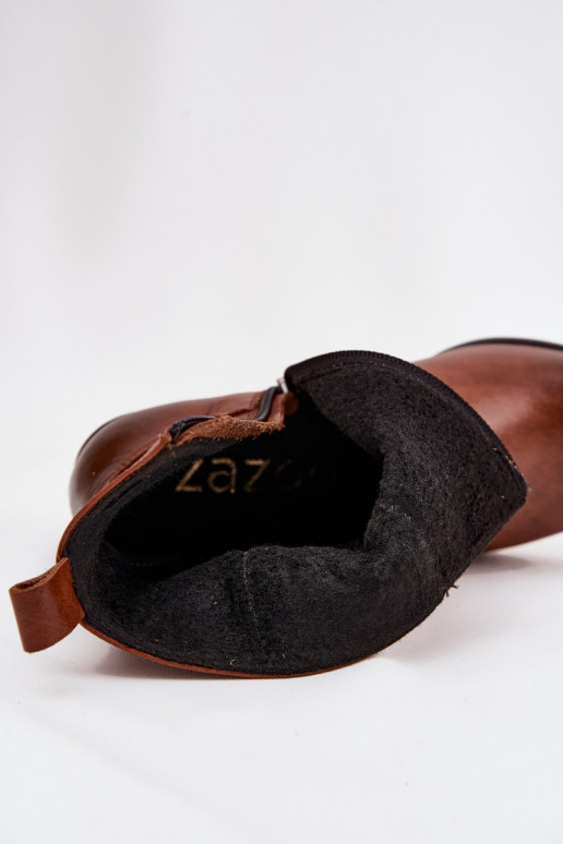 Haut Stiefel im CoZuboy-Stil Feminin mit Absätzen sich Zuarm laufen Zazoo 60565 braune Farbe