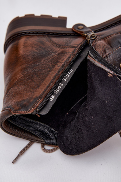 DamenstiefelErmöglichtturalnej Skóry mit breiten Absätzen Es mussciejka 07063-02 braune Farbe