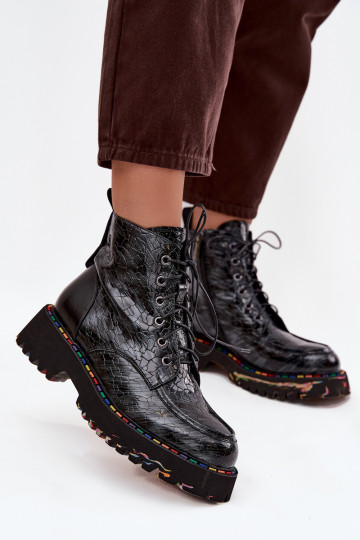 Lackleder Damen Stiefeletten Artiker 57C0065 graue Farbe 2