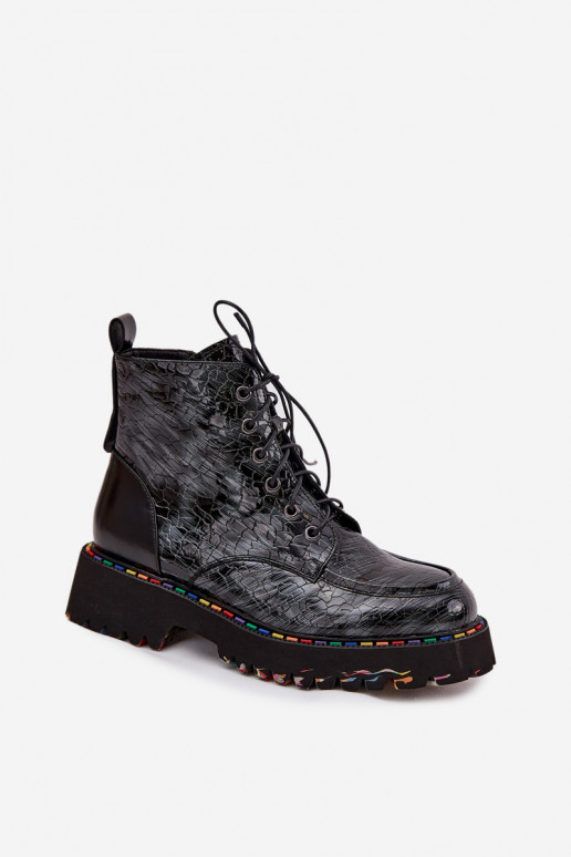 Haut mit Lackeffekt Damenstiefel Artiker 57C0065 graue Farbe