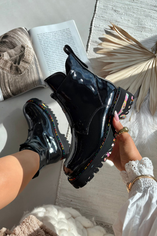 Haut mit Lackeffekt Damenstiefel Artiker 57C0065 graue Farbe