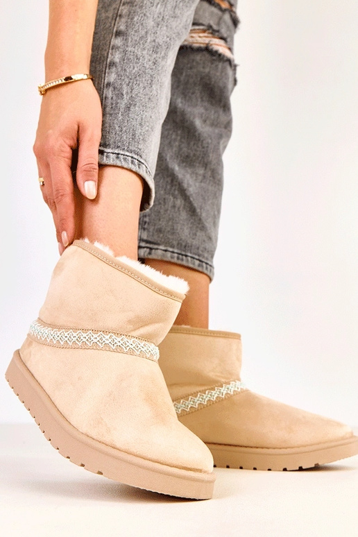 Beige niedrige Schneestiefel aus...
