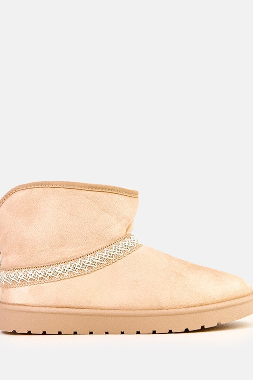 Beige niedrige Schneestiefel aus...