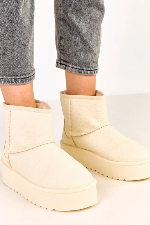 Beige niedrige Schneestiefel mit... Beige niedrige Schneestiefel mit...