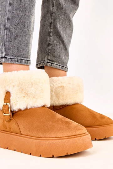 Braune Schneestiefel mit Plateausohle und Schnalle, Salini 2